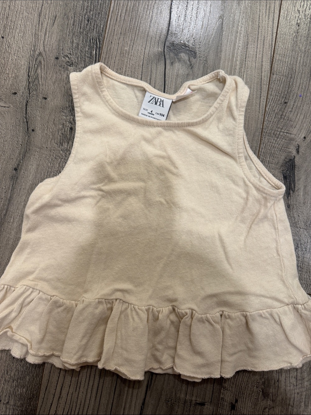 Zara Cream Ruffle-Hem Tank Top